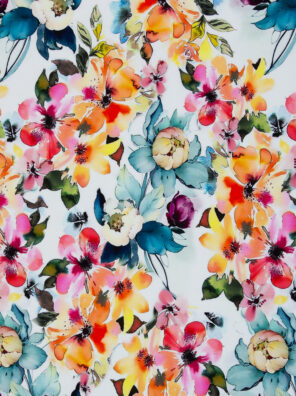Jersey, bunte Aquarellblumen