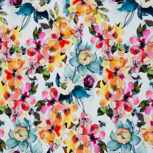 Jersey, bunte Aquarellblumen