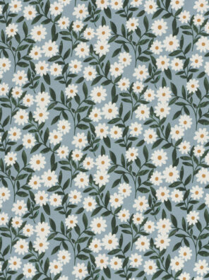 French Terry, Blümchen auf eisblau